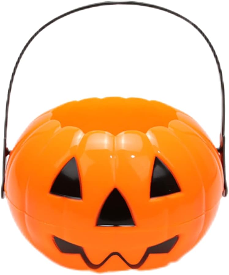 Vibrant Orange Halloween Pumpkin Bucket Candy Pail Reusable for Treats and Parties - Image 1